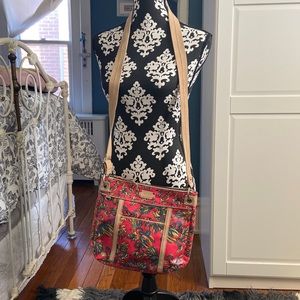 SAKROOTS BIRDS & LEAVES SHOULDER BAG PURSE CROSSBODY